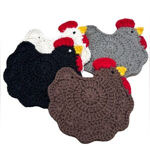 Crochet Chicken Coasters Set